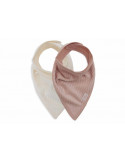 Bavoir bandana x2 - Velvet wild rose/ivory