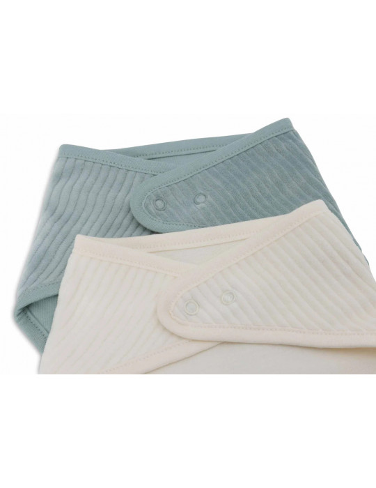 Bavoir bandana x2 - Velvet sea green/ivory