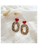 Les noeuds de maman - Boucles d'oreilles - Ovale cookie/coeur rouge