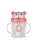 Tasse anti-fuite avec paille lestée Ourson rose